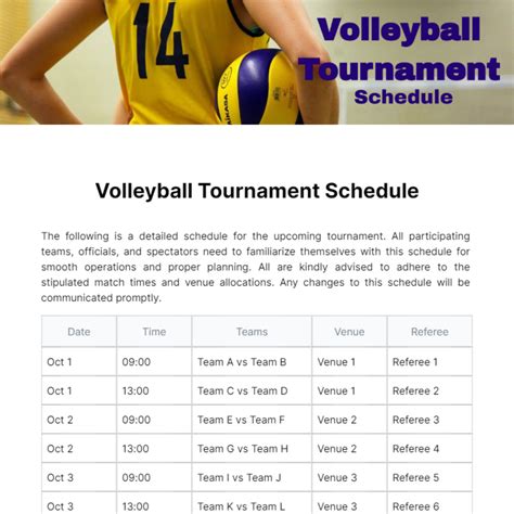 Volleyball Global Schedule .